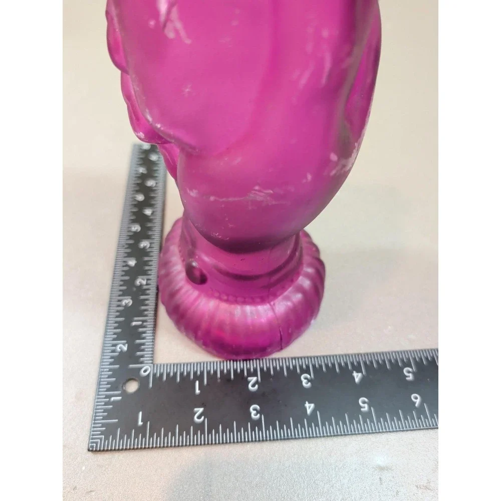 Vintage Hand Made Spain Recycled Glass Figural Hands Decanter Frosted Purple 14